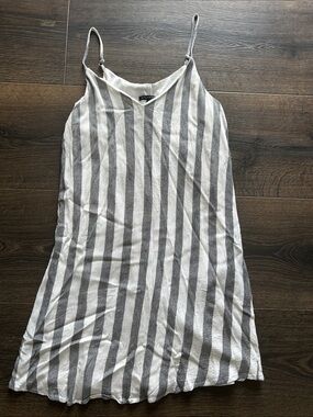 Staccato White and Gray Striped Slip Dress - large